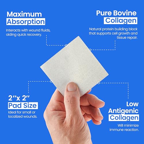 SimPurity 2" x 2" Collagen Wound Dressing Pads – 5 Count (5 Pads), Bovine Collagen