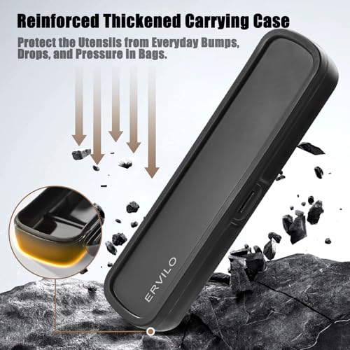 Stainless Steel Travel Utensil Set with Case - Black