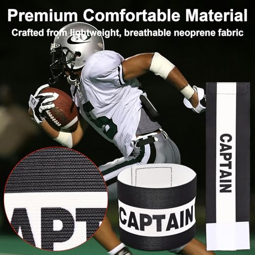 4 Pcs Captain Armbands for Soccer - Adjustable Elastic Neoprene Sport Band
