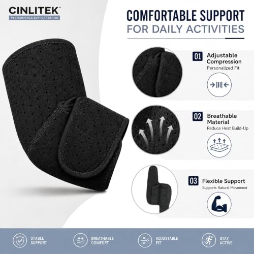 Adjustable Elbow Brace - Pain Relief for Tennis & Golfer’s Elbow - Black
