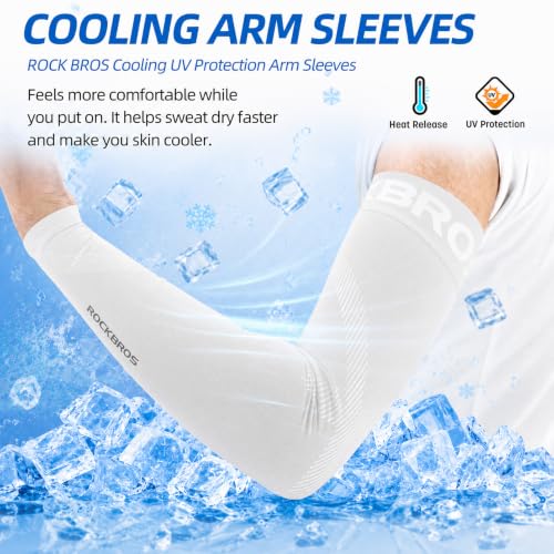 UV Protection Arm Sleeves for Men & Women - Large White