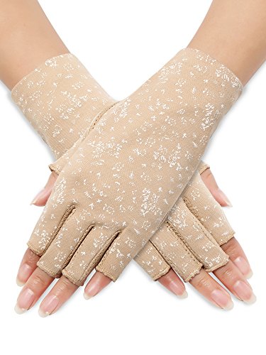 UV Protection Fingerless Gloves for Women - Khaki