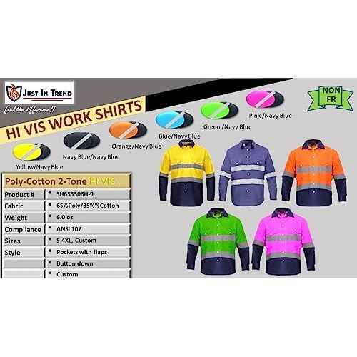 Just In Trend High Visibility Hi Vis Reflective Safety Work Shirts