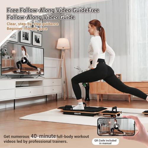 Wooden Pilates Reformer Machine for Home Workout - Black