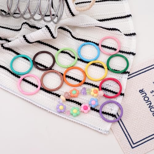 Round Spring O Rings - 12 Random Color Clips, 40mm