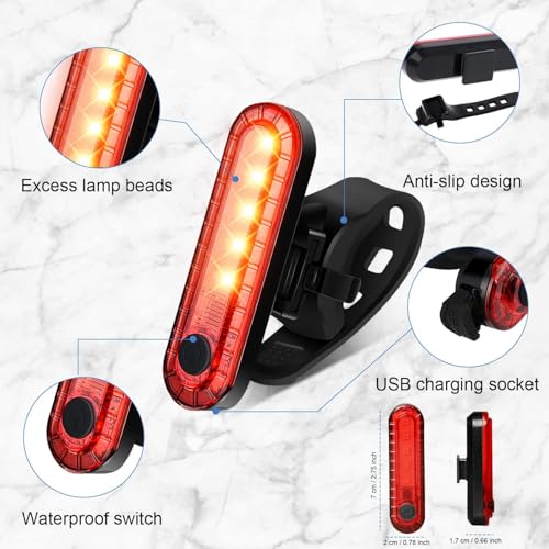 Rechargeable 5-LED Bicycle Tail Light with 4 Modes