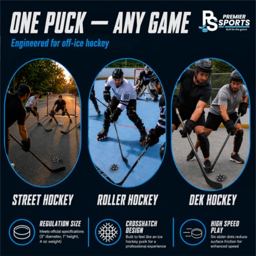 Inline Hockey Pucks – 12-Pack with Crosshatch Design for Fast Glide