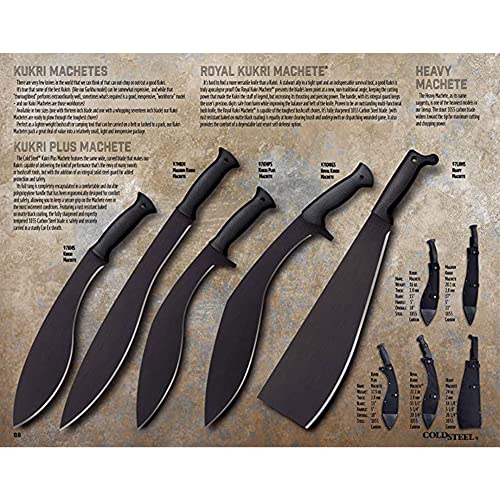 Cold Steel Kukri Plus Curved Machete with Sheath - 18 Inch High Carbon Steel Blade