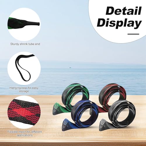 Knitsoquo Fishing Rod Sleeve 4-Pack, Rod Protector Covers for Spinning & Casting Poles