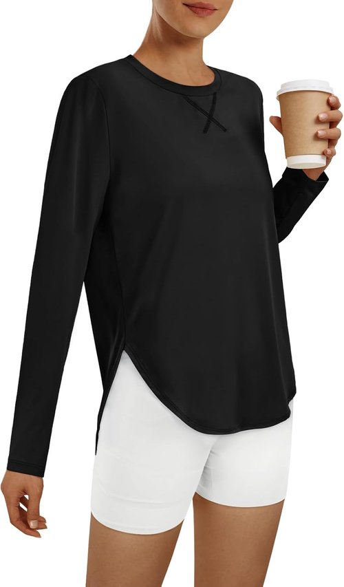 AUTOMET Women's Long Sleeve Workout Tops - Quick-Dry Gym Shirts with UPF 50+ UV Protection | Ideal for Running & Hiking
