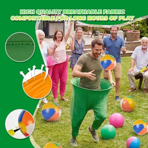PICKLETECH MultiColor Granny Pants Yard Game Set with Bouncy Balls & Pump - 4 Pack for Kids & Adults, Outdoor Family Reunion & Party Game