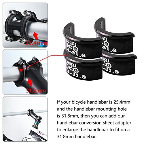 4x Aluminum Handlebar Shim Adapter 25.4mm to 31.8mm Bicycle Spacers