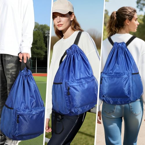 Drawstring Backpack Gym Bag - Waterproof, Large Capacity, Blue