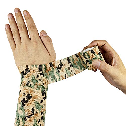 Self-Adhesive Athletic Tape - 9 Rolls, Breathable Cohesive Bandage - German Woodland Camo