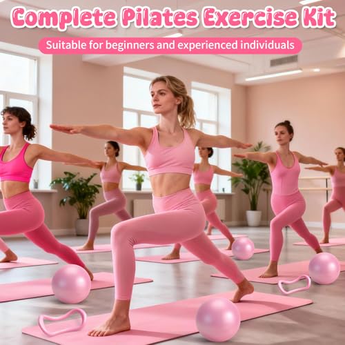 Pilates Equipment Kit for Home Workouts - 18pcs Set - Pink