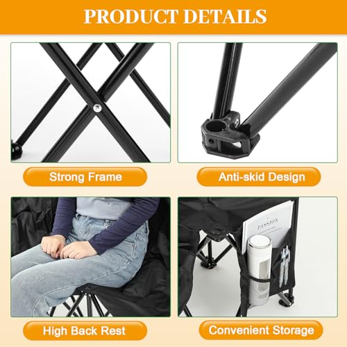 6 Seat Folding Soccer Bench - Portable Sports Team Seating with Storage - Black