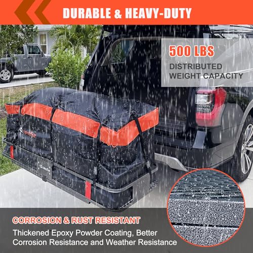 Hitch Mount Cargo Carrier Rack with Waterproof Bag & Accessories