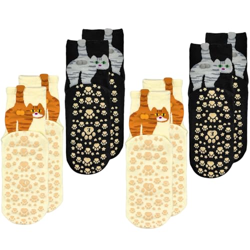 Pilates Grip Socks for Women - Ruffle Non-Slip Dance Socks - One Size Black+Beige