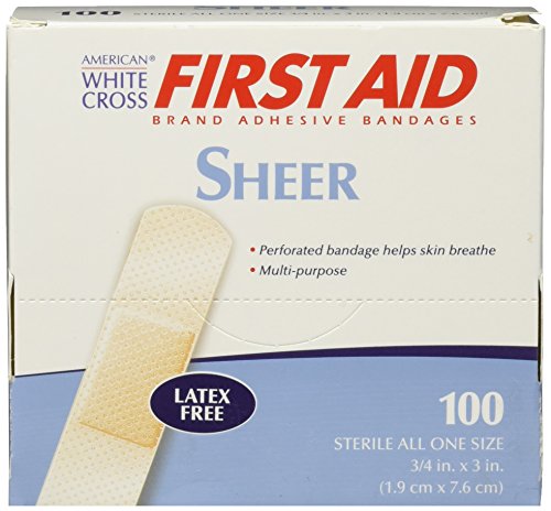 Adhesive Bandages - Sheer Strips, 3/4" x 3", Box of 100