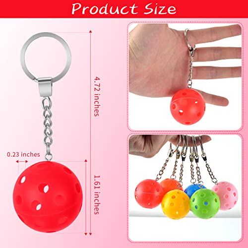 Pickleball Keychain Set - 6 Pack Multicolored Sports Bag Charms