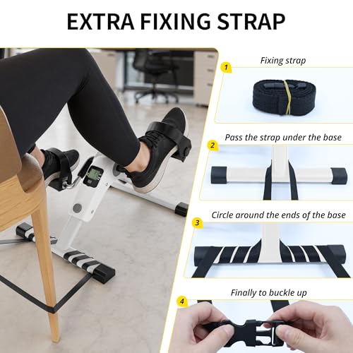Under Desk Bike Pedal Exerciser with LCD Display - White