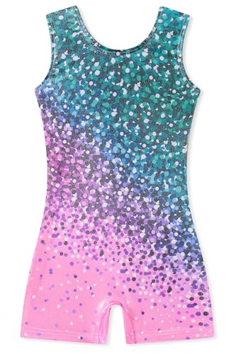 Girls' Gymnastics Leotard with Shorts, Dance Unitard 3-10Y
