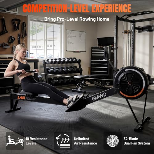 Air Rowing Machine with 10 Adjustable Resistance Levels & Monitor