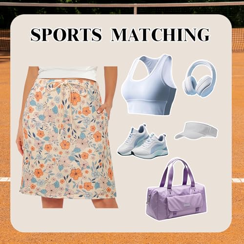 Skorts for Women with Pockets Knee Length Skirts Shorts Underneath