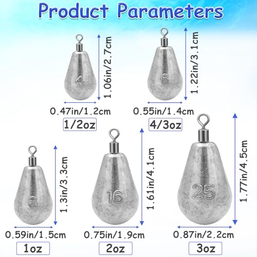 Fishing Weights - Long Casting Swivel Bell Sinkers 1/2oz - 10pcs