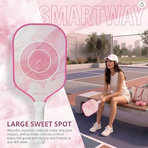 Smartway Pickleball Paddles Set of 2 Blush Flow Pink USAPA Approved Fiberglass Rackets