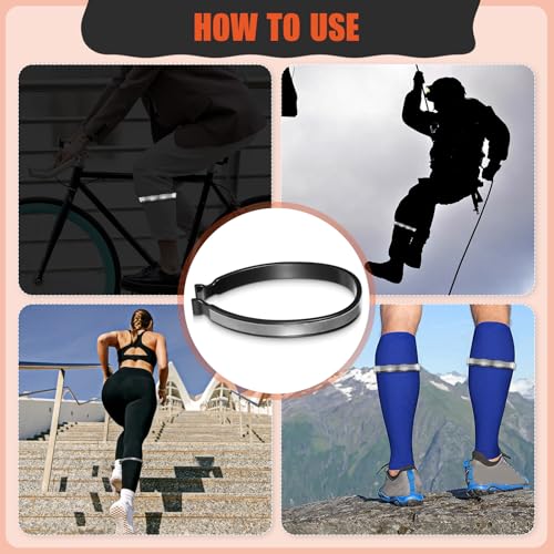 Reflective Cycling Ankle Clips - 4 Pcs Silver Trouser Clips