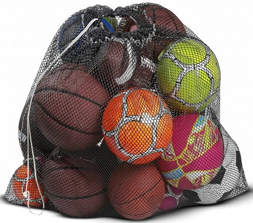 Heavy-Duty Mesh Equipment Bag - Adjustable Cord Closure, 24" x 36" - Black