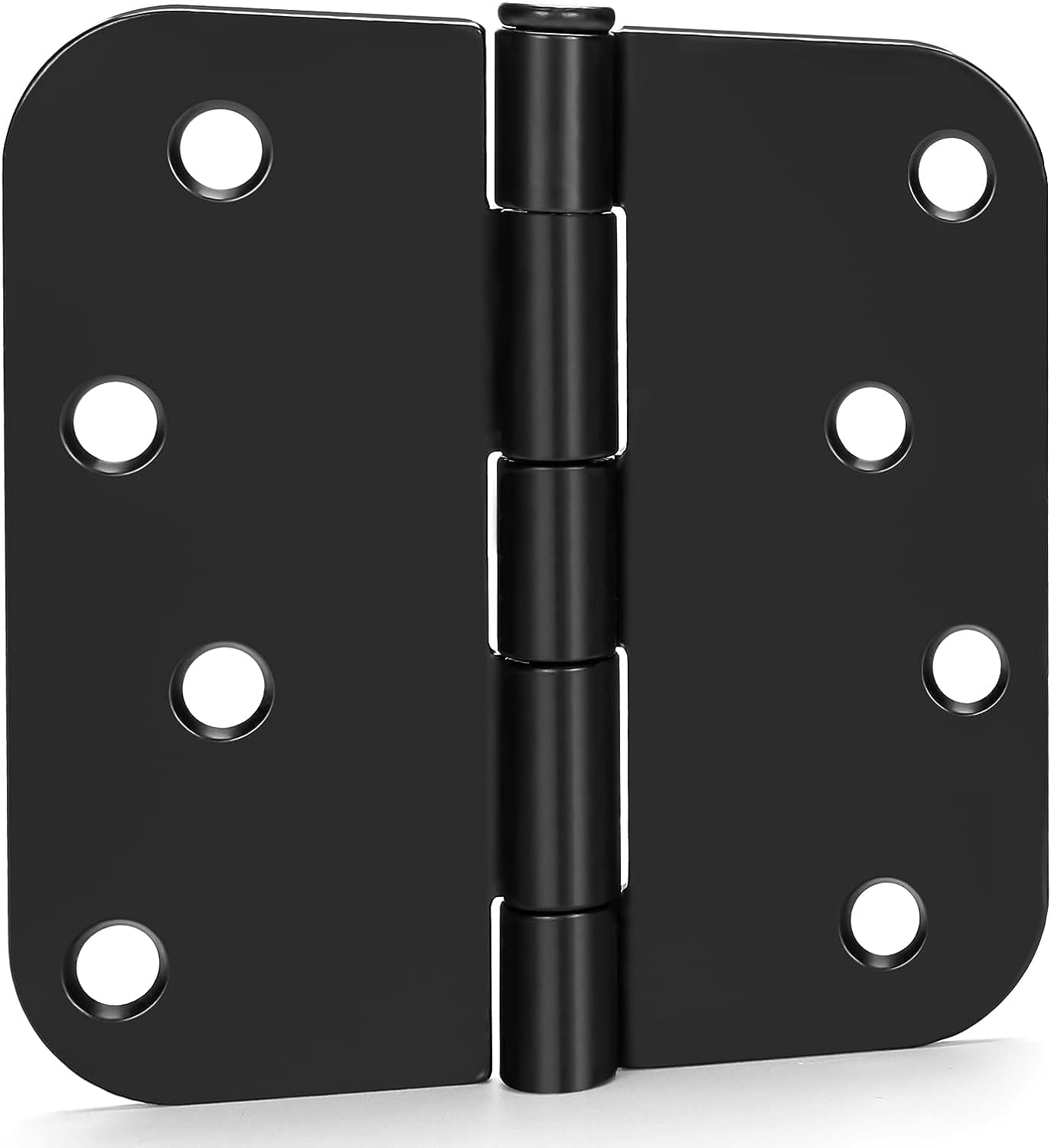 goldenwarm Pack of 6 Matte Black Heavy Duty Iron Door Hinges, 4 Inch x 4 Inch Interior and Exterior Black Door Hinges with 5/8" Radius Corners