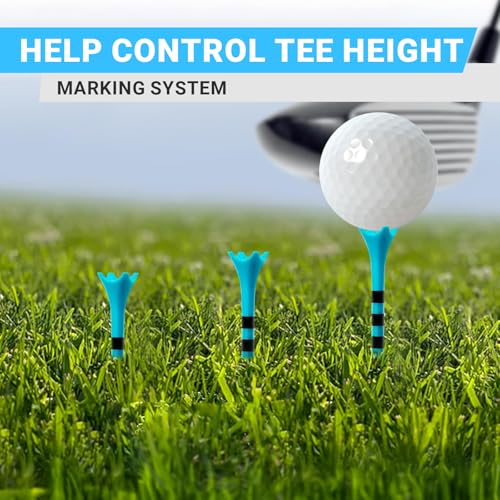 Durable Blue Golf Tees - 100 Pack (3-1/4") with Stripe Marking