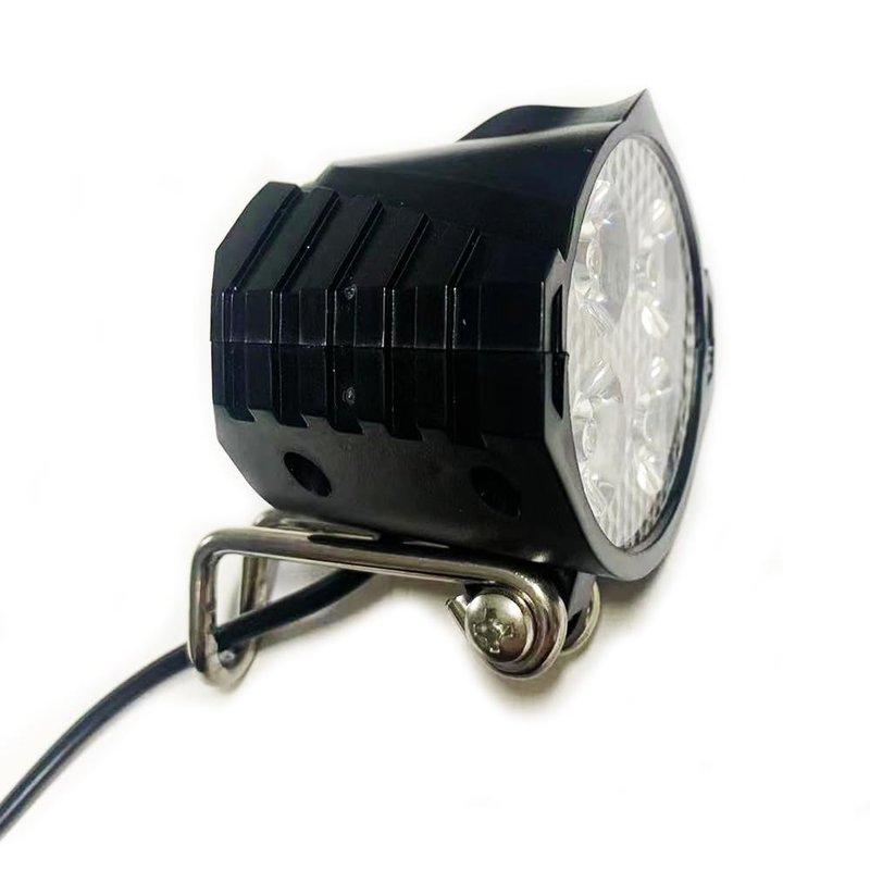 Ebike Headlight 36V-48V Super Bright LED Light for Electric Bike Scooter Mountain Bike Light for Night Riding Waterproof (Long calbe (Plug Holes))