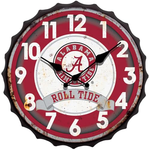 Vintage Bottle Cap Clock - University of Alabama - 13" Dia