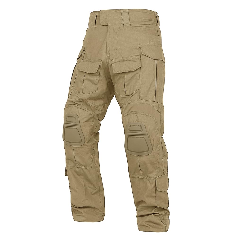 KRYDEX Tactical Men's G3 Combat Pants with Knee Pads (US, Alpha, Medium, Regular, Regular, Khaki)