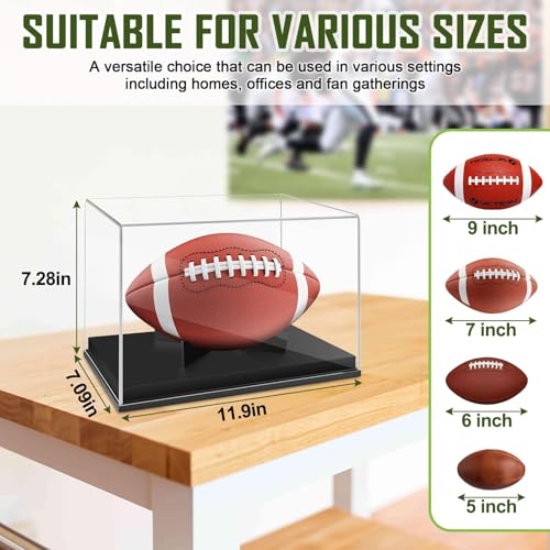 Football Display Case with Black Wood Base - Acrylic Holder for Autographed Footballs