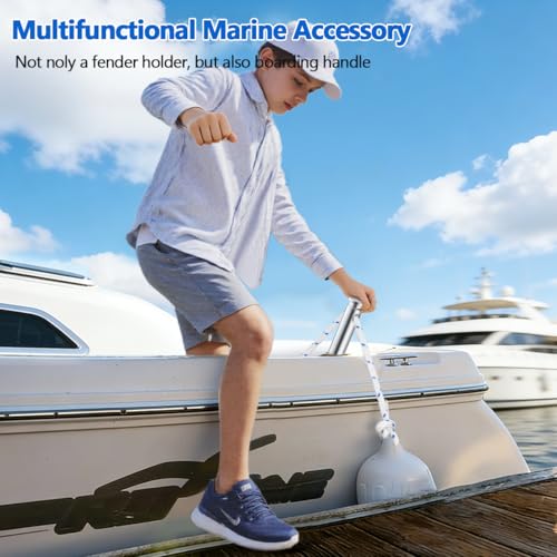 FUCNEN 304 Stainless Steel Boat Fender Holder - Adjustable Flush Mount Rod Insert, 15° Cleat for Pontoon/Yacht Docking (1 Pack Fender Pole Insert)