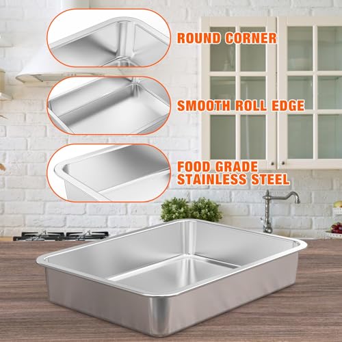 Onlyfire 15.5x11.6x2.7in Stainless Steel Deep Baking Pan – Oven & Stovetop Safe