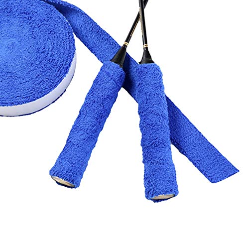 ITODA Badminton Tennis Racket Towel Hand Glue,Cotton Anti-Skid Sweat Tape Badminton Racket OverGrip Sweatband Tape Wraps (Blue)