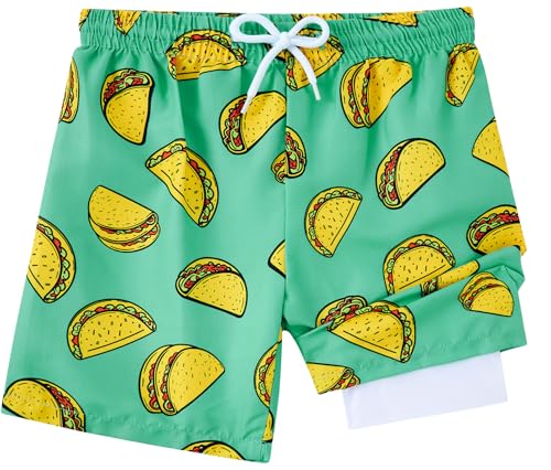 Kids Boys Swim Trunks with Mesh Liner 4-12T Taco Green 10-12 Years