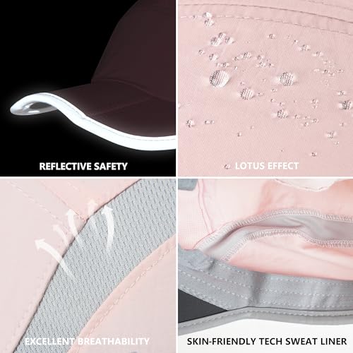 GADIEMKENSD Reflective Folding Sun Hat - UPF 50+ Outdoor Sport Cap, Light Pink, 6 7/8-7 1/2