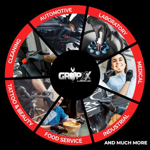 Heavy Duty 6 Mil Black Nitrile Gloves - Disposable, Latex & Powder Free | Mechanic, Food Prep & Tattoo | Rubber Gloves for Cooking, Cleaning & Household | Pack of (200)