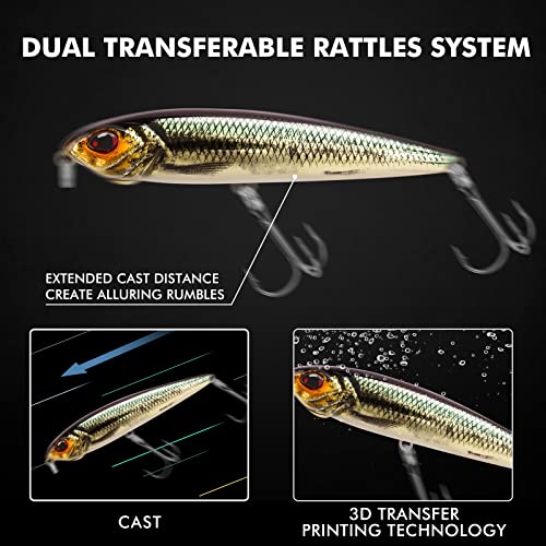 TRUSCEND E3-3.5" 0.4oz Floating Popper Lure for Freshwater & Saltwater Bass Pike