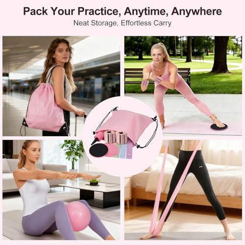 Complete Pilates Kit with Resistance Bands & Yoga Block - 18pcs Home Workout Set