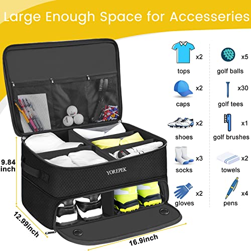Golf Trunk Organizer for Car - 2 Layer with Shoe Storage - Standard Black