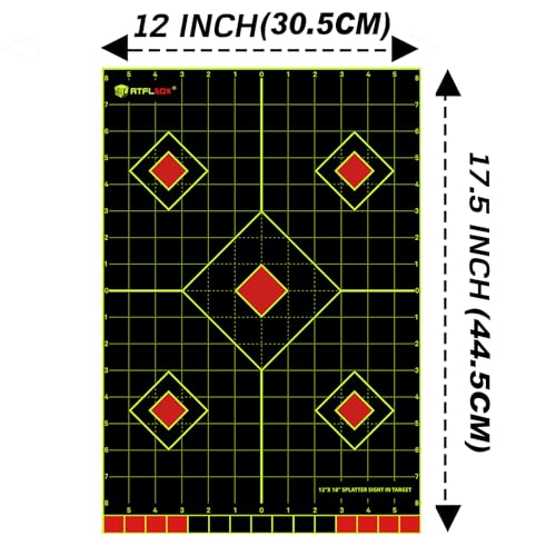 25 Pack Atflbox 12x18 inch Splatter Paper Shooting Targets with Adhesive Stickers