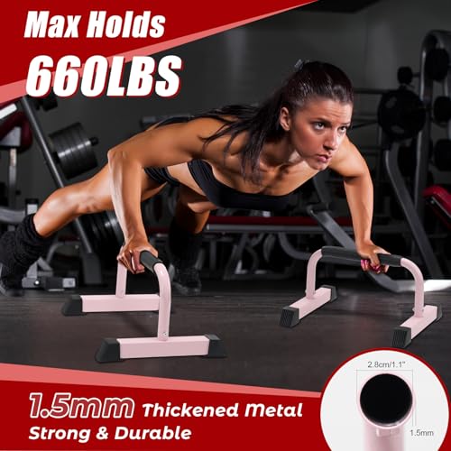 Push Up Bars - Sweat-Resistant Parallettes for Strength Training - Pink