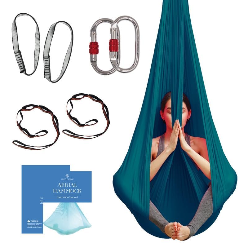 Aerial Yoga Hammock Swing - 4.5 Yards, Teal with Hardware